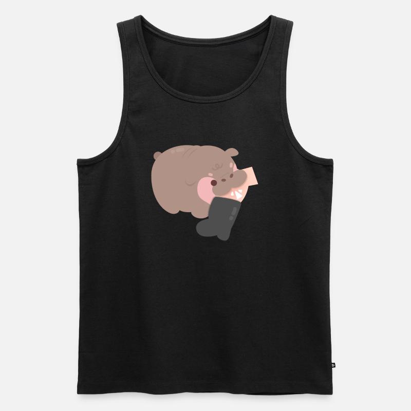 Wütender Muh Deng Nilpferd - Männer Premium Bio Tank Top - Schwarz