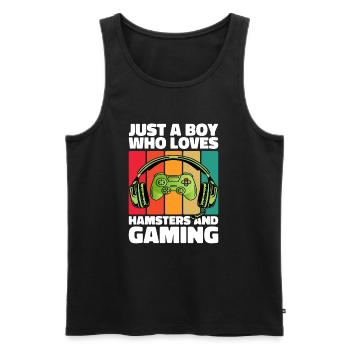 Gamer and Hamsters: Video Games and Infinite Energy - Men's Premium Organic Tank Top - black - Front - Michal (187cm)