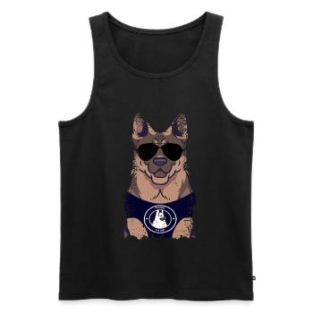 Chien Policier Berger Allemand - Débardeur bio Premium Homme - noir - Devant - AI Model Male 178 light (178cm)