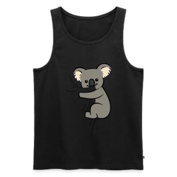 Koala eats fabric - Men's Premium Organic Tank Top - black - Front - AI Model Male 178 light (178cm)