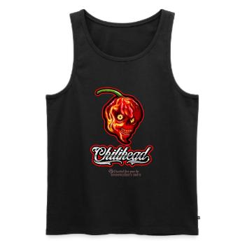 Chili Design Chilihead - Männer Premium Bio Tank Top - Schwarz - Vorne - AI Model Male 178 light (178cm)