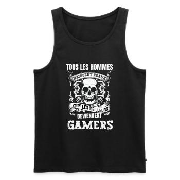 les meilleurs deviennent gamers - Débardeur bio Premium Homme - noir - Devant - Michal (187cm)