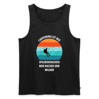 Canyoning Bergsteigen Klettern Wandern Berge - Männer Premium Bio Tank Top - Schwarz - Vorne - Michal (187cm)
