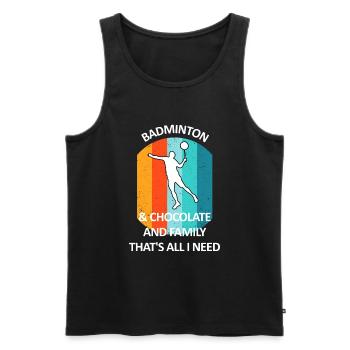 Badminton Badminton Badminton Player Chocolate - Men's Premium Organic Tank Top - black - Front - Michal (187cm)