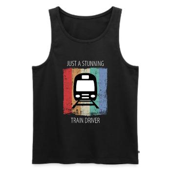 Train Railway Railroad Worker Trains Train Driver - Men's Premium Organic Tank Top - black - Front - Michal (187cm)