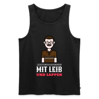 Leistungshausmann Mit Leib und Lappen - Männer Premium Bio Tank Top - Schwarz - Vorne - Michal (187cm)