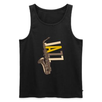 Jazz Saxophon - Männer Premium Bio Tank Top - Schwarz - Vorne - AI Model Male 178 light (178cm)