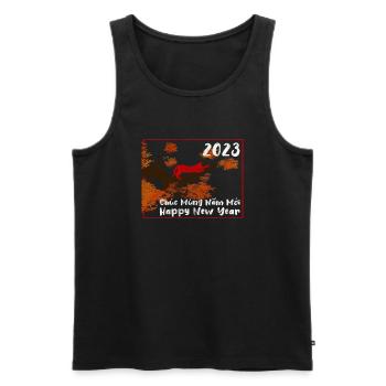 Chat du Nouvel An vietnamien 2023 I Cadeau - Débardeur bio Premium Homme - noir - Devant - Michal (187cm)
