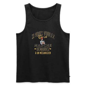 Homme t-shirt mécanicien automobile garagiste - Débardeur bio Premium Homme - noir - Devant - Michal (187cm)