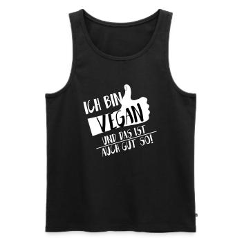 Vegan Gut so Daumen hoch SabineVegan HerzAufShirt - Männer Premium Bio Tank Top - Schwarz - Vorne - Michal (187cm)