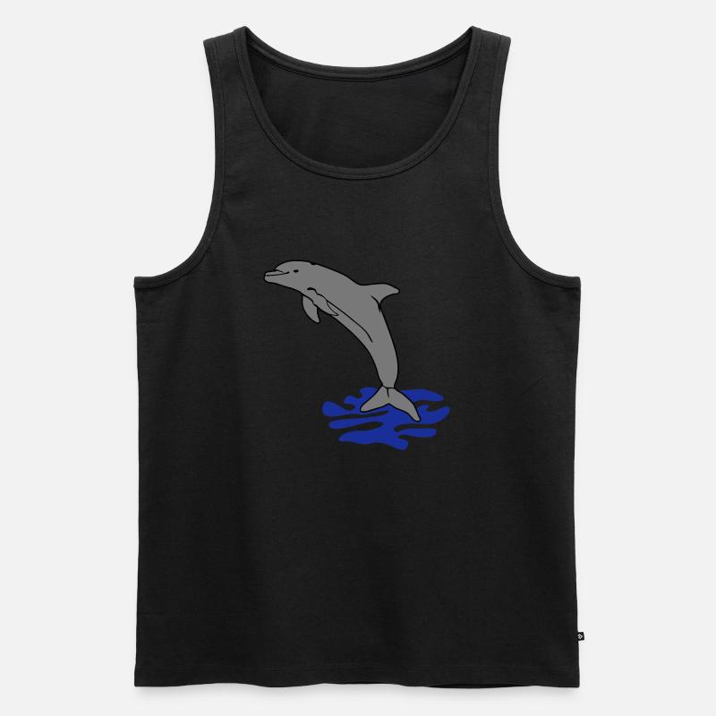 springender Delphin Delfin jumping dolphin - Männer Premium Bio Tank Top - Schwarz