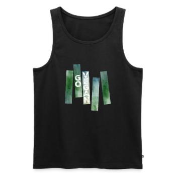 Go Vegan (Watercolor Stripes) - Débardeur bio Premium Homme - noir - Devant - AI Model Male 178 light (178cm)