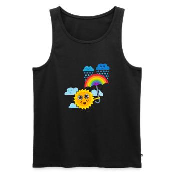 Sonne & Regenbogen-Schirm - Männer Premium Bio Tank Top - Schwarz - Vorne - AI Model Male 178 light (178cm)