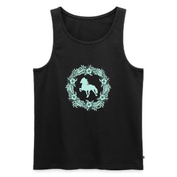 Couronne de cheval islandais menthe - Débardeur bio Premium Homme - noir - Devant - Michal (187cm)