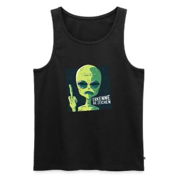 Erkenne die Zeichen. Finger Mittelfinger Fuck You - Männer Premium Bio Tank Top - Schwarz - Vorne - Michal (187cm)