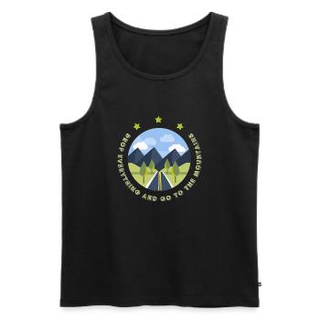 Laissez tout tomber et allez à la montagne - Débardeur bio Premium Homme - noir - Devant - AI Model Male 178 light (178cm)