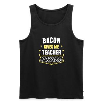 Bacon Gives Me Teacher Powers Funny Professor - Men's Premium Organic Tank Top - black - Front - Michal (187cm)