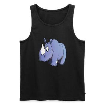 Kawaii Cartoon Rhino - Men's Premium Organic Tank Top - black - Front - Michal (187cm)