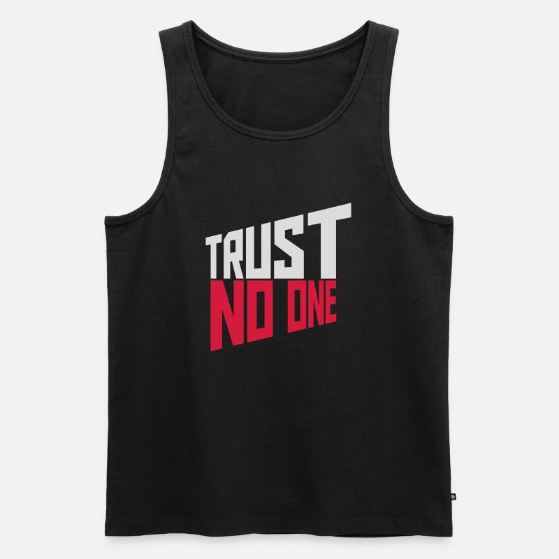 trust no one Zitat - Männer Premium Bio Tank Top - Schwarz