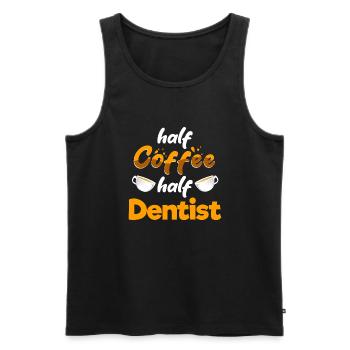 Half Coffee Half Dentist Funny Dental Specialist - Men's Premium Organic Tank Top - black - Front - Michal (187cm)