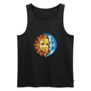 Sun Moon Mosaic Astrology mystical symbol - Men's Premium Organic Tank Top - black - Front - AI Model Male 178 light (178cm)