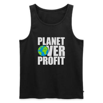 planet over profit quote - Men's Premium Organic Tank Top - black - Front - Michal (187cm)