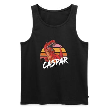 CASPAR - Schöner Jungen Name mit T-REX Dino - Männer Premium Bio Tank Top - Schwarz - Vorne - Michal (187cm)
