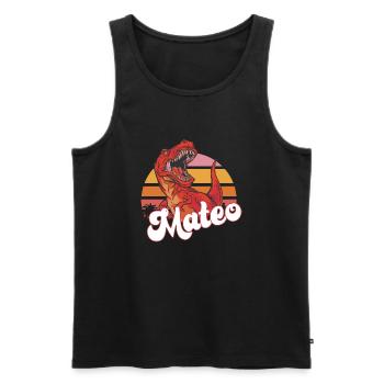 MATEO - Schöner Jungen Name mit T-REX Dino - Männer Premium Bio Tank Top - Schwarz - Vorne - AI Model Male 178 light (178cm)