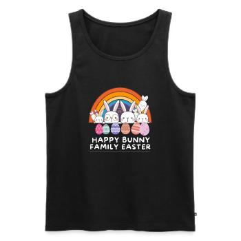 Happy Bunnies Famille Oeufs Arc-en-ciel de Pâques Célébrer - Débardeur bio Premium Homme - noir - Devant - AI Model Male 178 light (178cm)