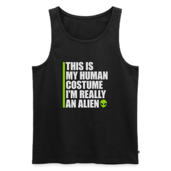 Citation extraterrestre de costume humain - Débardeur bio Premium Homme - noir - Devant - Michal (187cm)