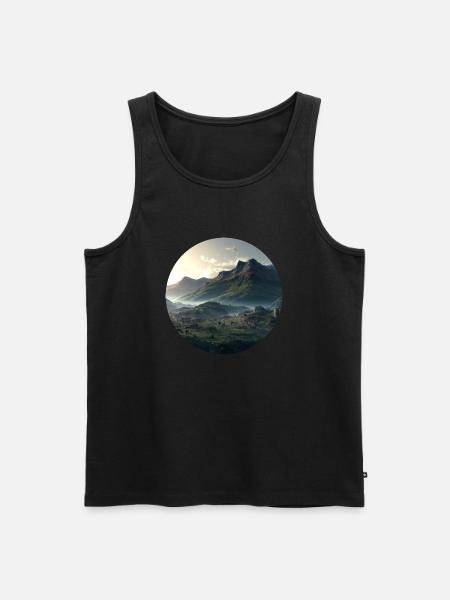 Wunderschöne Berglandschaft im Nebel - Männer Premium Bio Tank Top - Schwarz