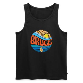 Bruce Shirt Vintage Sunset Bruce Groovy Tie Dye - Männer Premium Bio Tank Top - Schwarz - Vorne - AI Model Male 178 light (178cm)