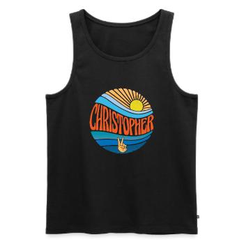 Christopher Shirt Vintage Sunset Christopher - Men's Premium Organic Tank Top - black - Front - AI Model Male 178 light (178cm)