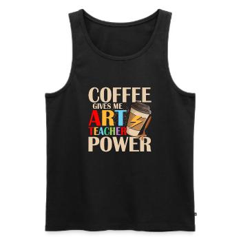 Coffee Gives Me Art Teacher Power Artist Education - Männer Premium Bio Tank Top - Schwarz - Vorne - Michal (187cm)
