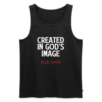 Created in God's Image Est 2014 - Men's Premium Organic Tank Top - black - Front - Michal (187cm)