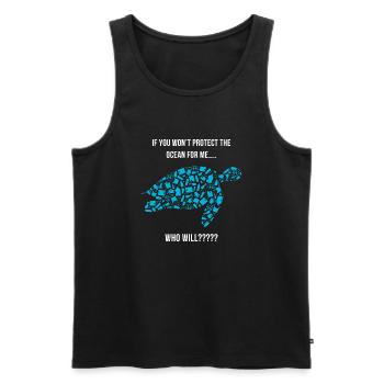 Unique blue plastic silhouette turtle graphic - Männer Premium Bio Tank Top - Schwarz - Vorne - AI Model Male 178 light (178cm)