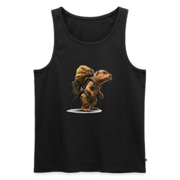 Rat-taupe en tournée en tant qu’aventurier en plein air - Débardeur bio Premium Homme - noir - Devant - AI Model Male 178 light (178cm)