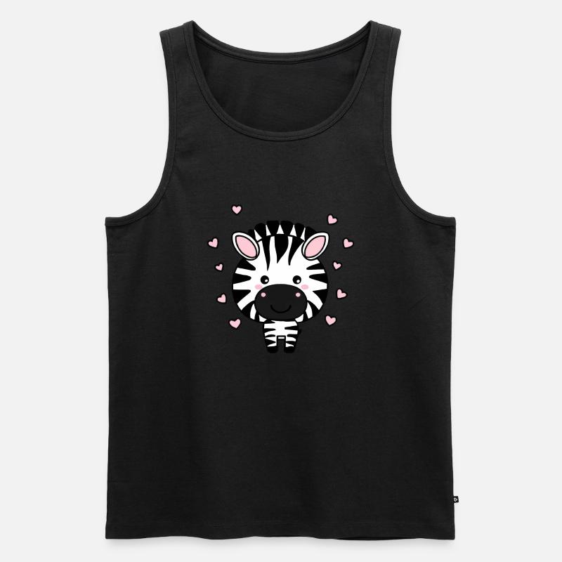 Süßes Zebra mit Herzchen - Männer Premium Bio Tank Top - Schwarz
