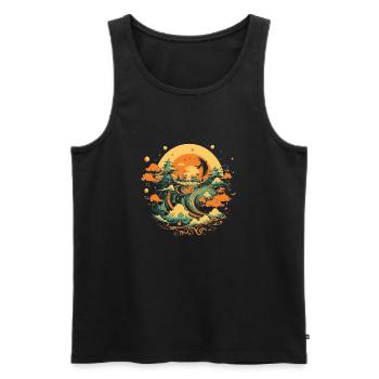 Melody of the Stormy Sea: Stormy Impressionism - Men's Premium Organic Tank Top - black - Front - AI Model Male 178 light (178cm)