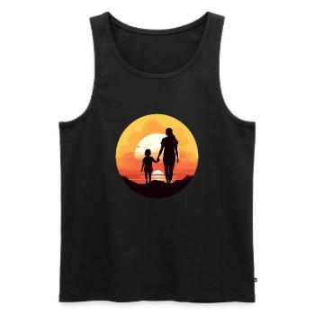Maman au coucher du soleil - Débardeur bio Premium Homme - noir - Devant - Michal (187cm)