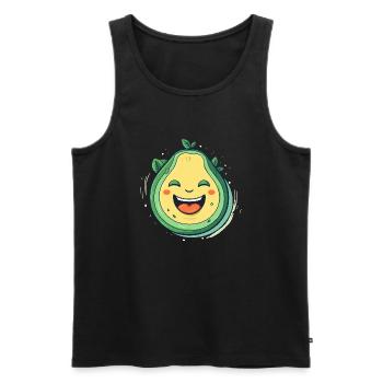 Happy avocado, alligator pear, butterfruit - Men's Premium Organic Tank Top - black - Front - AI Model Male 178 light (178cm)