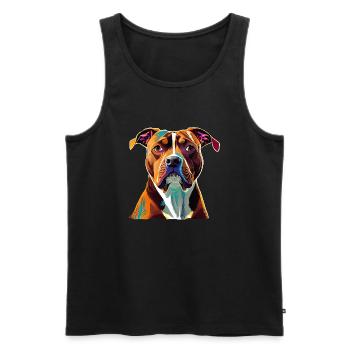 American Staffordshire Terrier Hund - Männer Premium Bio Tank Top - Schwarz - Vorne - Michal (187cm)