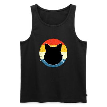 Retro Vintage Cute Cat Sunset Design - Men's Premium Organic Tank Top - black - Front - AI Model Male 178 light (178cm)