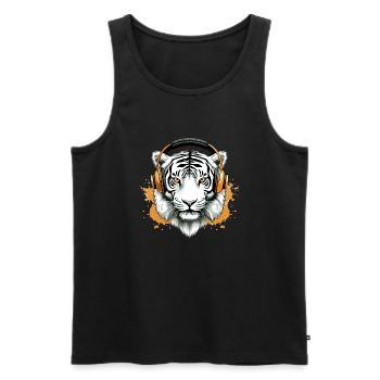 Chark le tigre audiophile - Débardeur bio Premium Homme - noir - Devant - Michal (187cm)