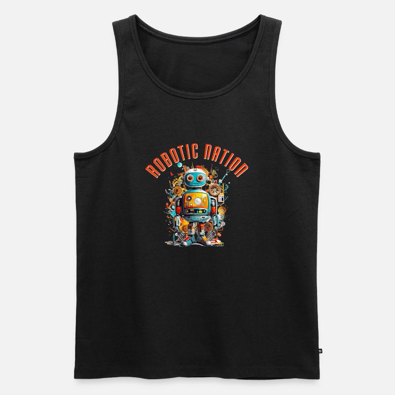 Roboter-Nation 3 - Männer Premium Bio Tank Top - Schwarz