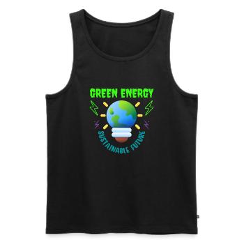 Green energy, sustainable future - Men's Premium Organic Tank Top - black - Front - AI Model Male 178 light (178cm)