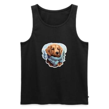 Golden Retriever in winter - Men's Premium Organic Tank Top - black - Front - AI Model Male 178 light (178cm)