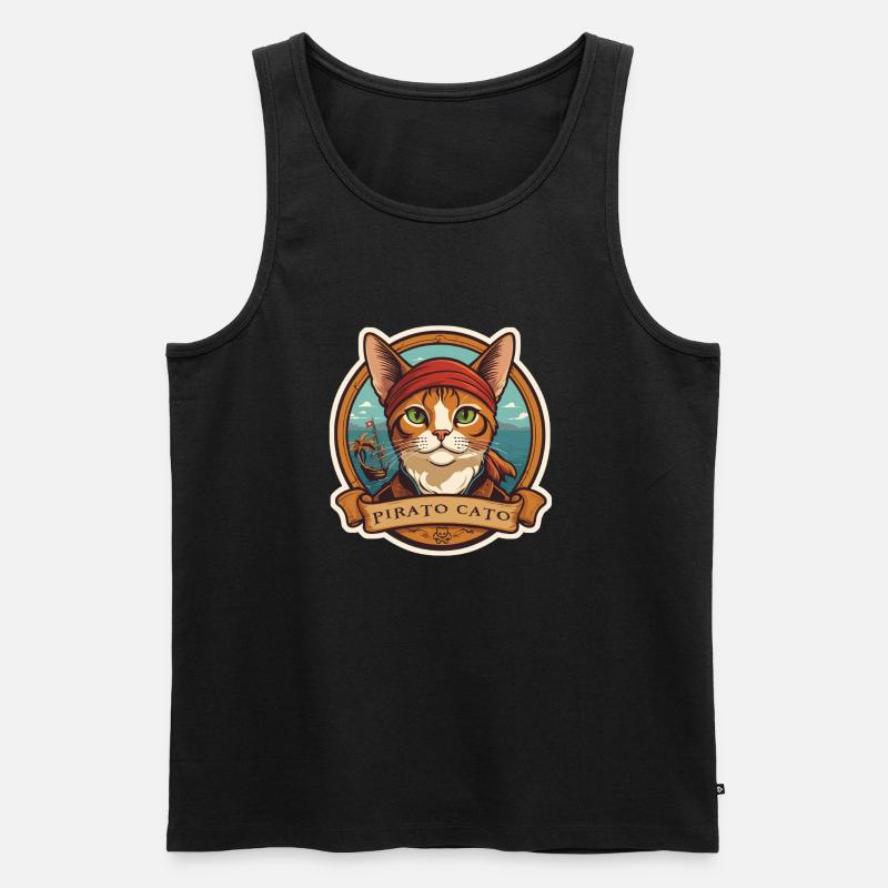 Piratocato - Männer Premium Bio Tank Top - Schwarz