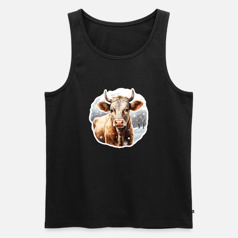 Kuh in Winterlandschaft - Männer Premium Bio Tank Top - Schwarz