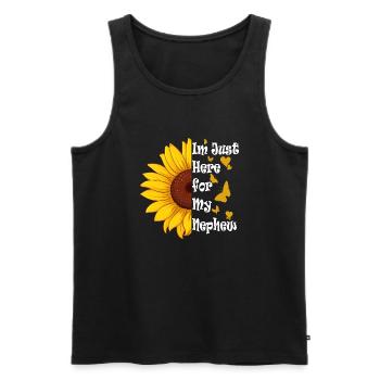 Ich bin nur hier für meinen Neffen Sonnenblume Mama Vintage - Männer Premium Bio Tank Top - Schwarz - Vorne - Michal (187cm)